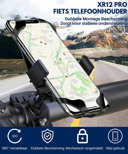 Kreezi XR12 PRO Mobiele telefoonhouder fiets tot 6.8 inch - Zwart - GSM - Fietshouder