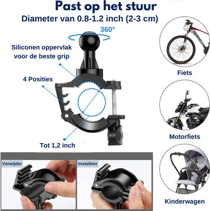 Kreezi XR12 PRO Mobiele telefoonhouder fiets tot 6.8 inch - Zwart - GSM - Fietshouder