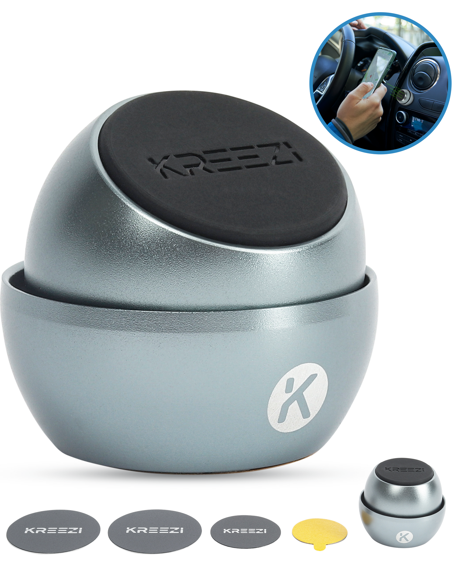 KREEZI X1 Magneet Telefoonhouder Auto - Space Grey - Autohouder - Magnetisch - GSM houder