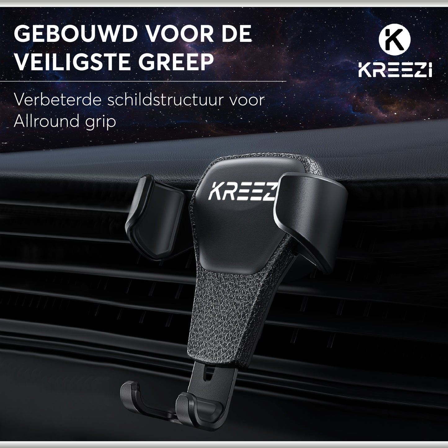 Kreezi RX4 PRO Mobiele telefoonhouder auto ventilatie rooster - Zwart - GSM - Autohouder