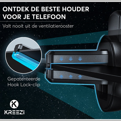 Kreezi RX4 PRO Mobiele telefoonhouder auto ventilatie rooster - Zwart - GSM - Autohouder