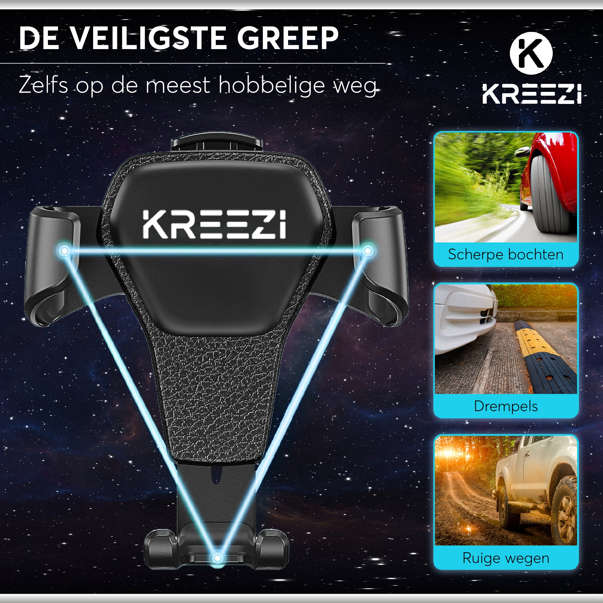 Aan Voorbijganger Archeoloog Kreezi RX4 PRO Mobiele telefoonhouder auto ventilatie rooster - Zwart –  KREEZI