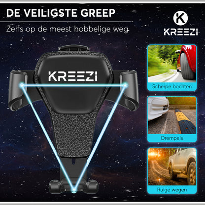 Kreezi RX4 PRO Mobiele telefoonhouder auto ventilatie rooster - Zwart - GSM - Autohouder