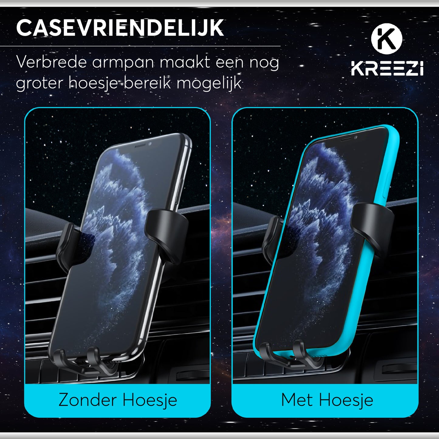 Kreezi RX4 PRO Mobiele telefoonhouder auto ventilatie rooster - Zwart - GSM - Autohouder