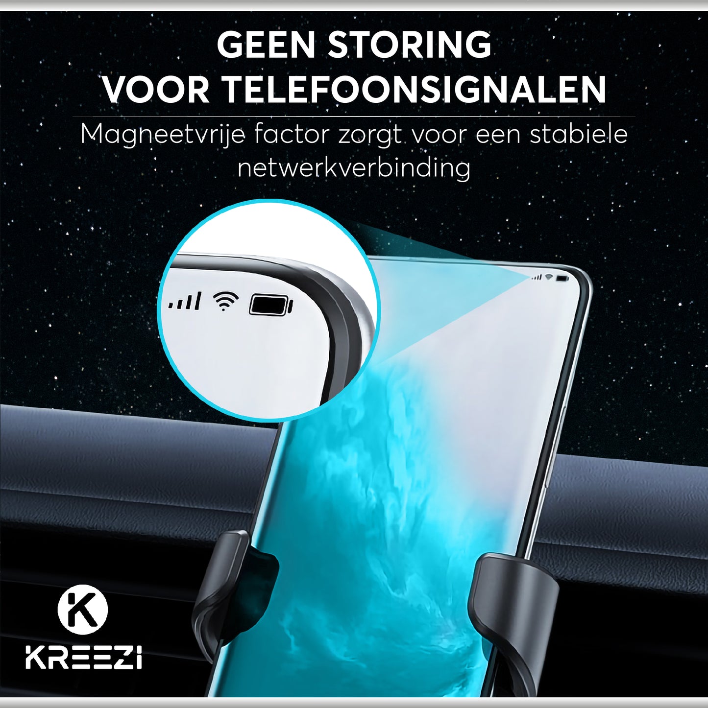 Kreezi RX4 PRO Mobiele telefoonhouder auto ventilatie rooster - Zwart - GSM - Autohouder