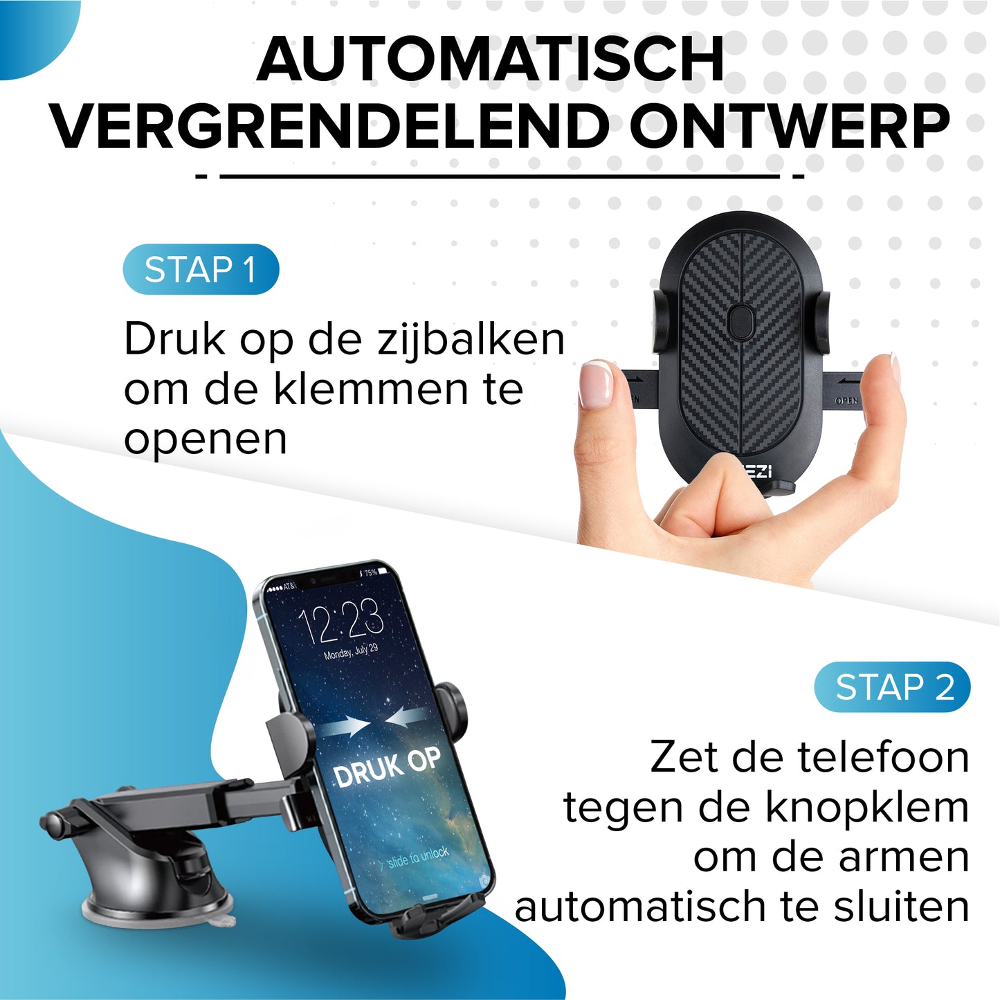 Kreezi RX11 PRO Mobiele telefoonhouder met zuignap - Zwart - Autohouder - GSM