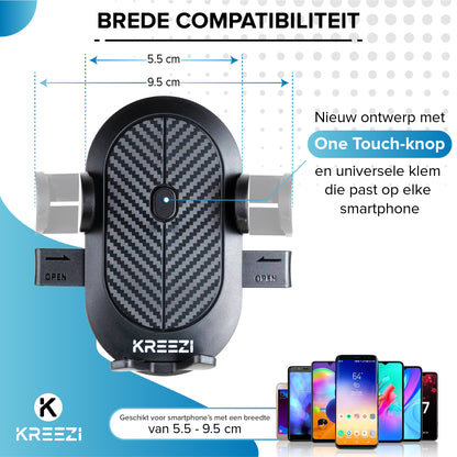 Kreezi RX11 PRO Mobiele telefoonhouder met zuignap - Zwart - Autohouder - GSM