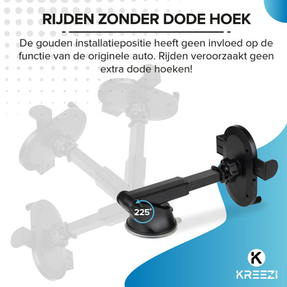 Kreezi RX11 PRO Mobiele telefoonhouder met zuignap - Zwart - Autohouder - GSM