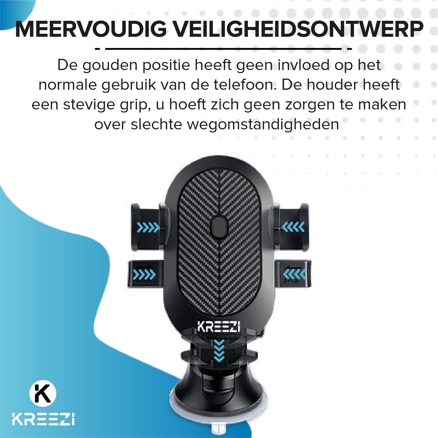 Kreezi RX11 PRO Mobiele telefoonhouder met zuignap - Zwart - Autohouder - GSM