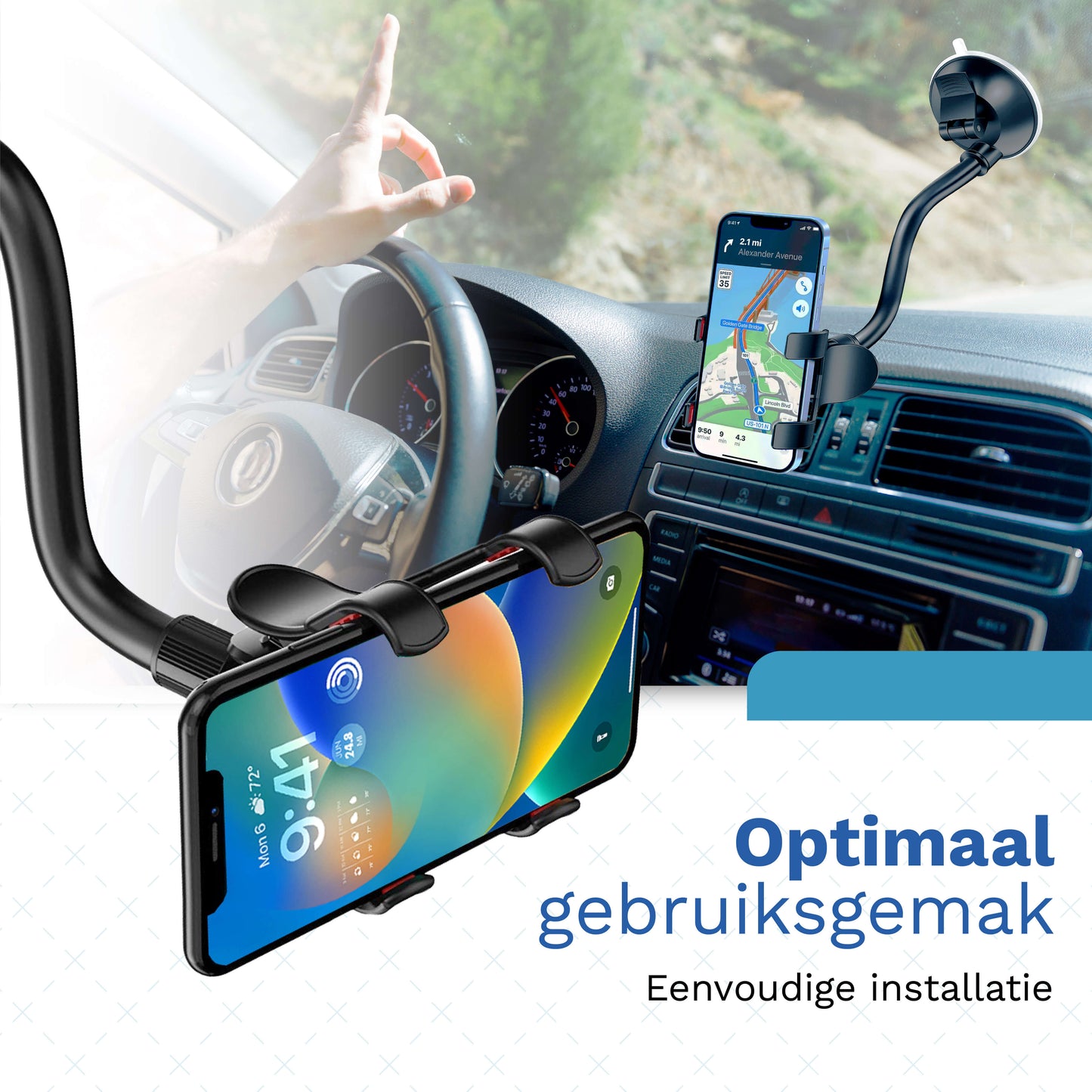 Kreezi RX3 Mobiele telefoonhouder met zuignap - Zwart - Autohouder - GSM