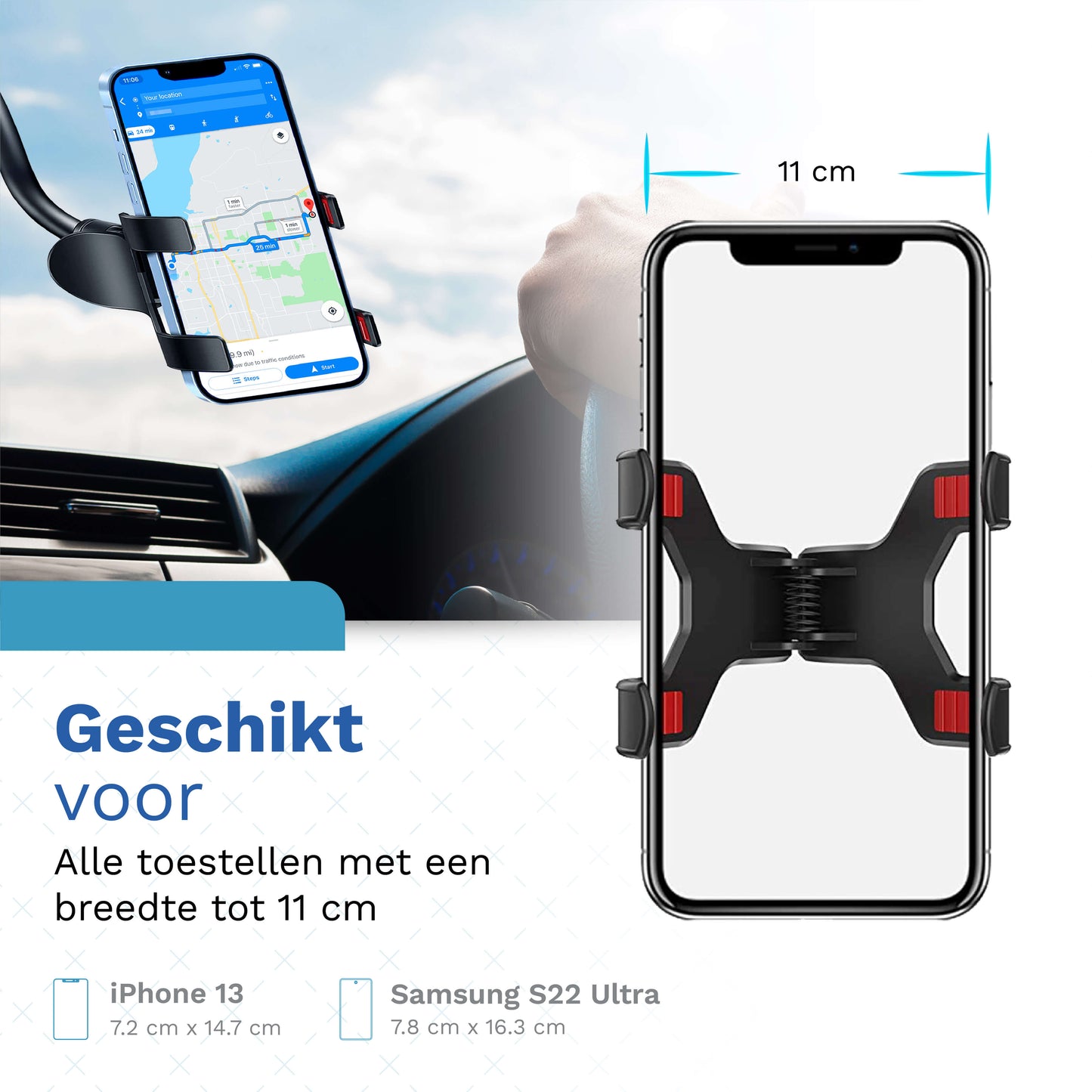 Kreezi RX3 Mobiele telefoonhouder met zuignap - Zwart - Autohouder - GSM